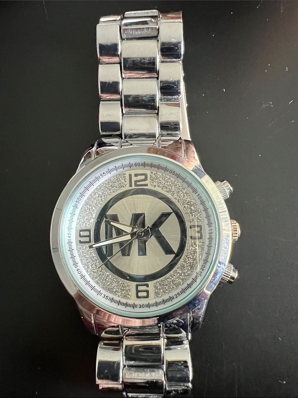 Michael Kors Silver Unisex Bracelet Watch with MK Logo Dial